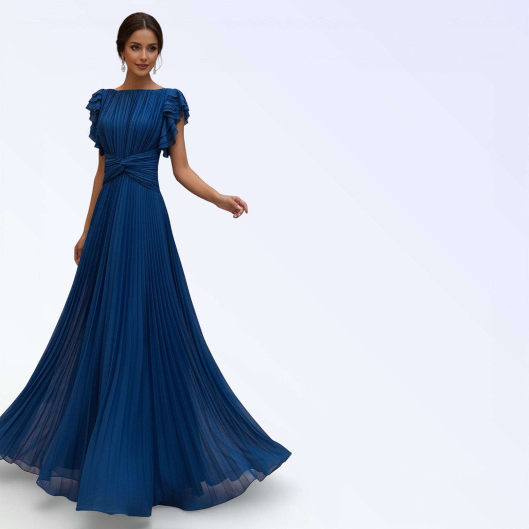 FLARE — VESTIDO LONGO PLISSADO COM MANGAS BABY DOLL