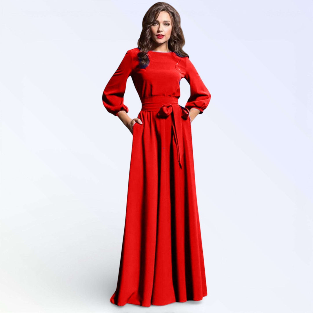 MERMAID — VESTIDO LONGO BALÃO MANGA CREPE