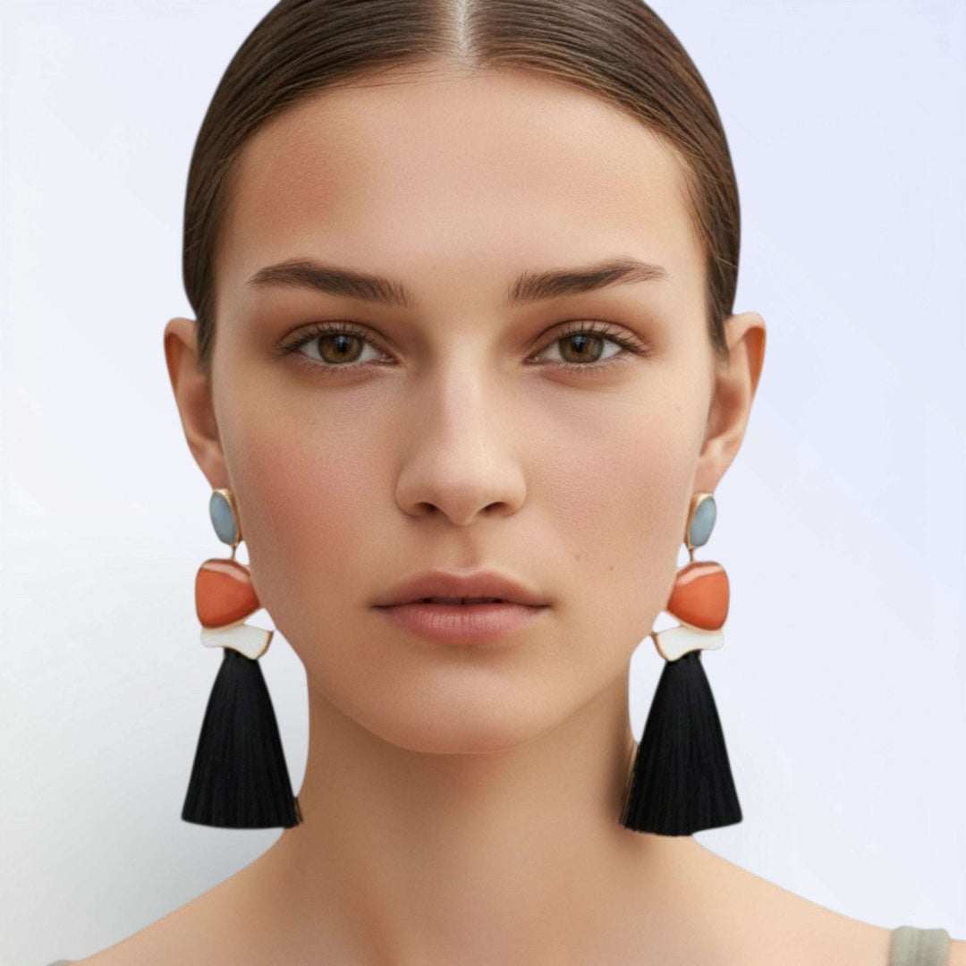 FRILL — BRINCOS TASSEL CRISTAL COLORIDO