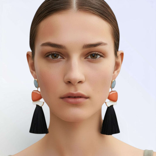 FRILL — BRINCOS TASSEL CRISTAL COLORIDO