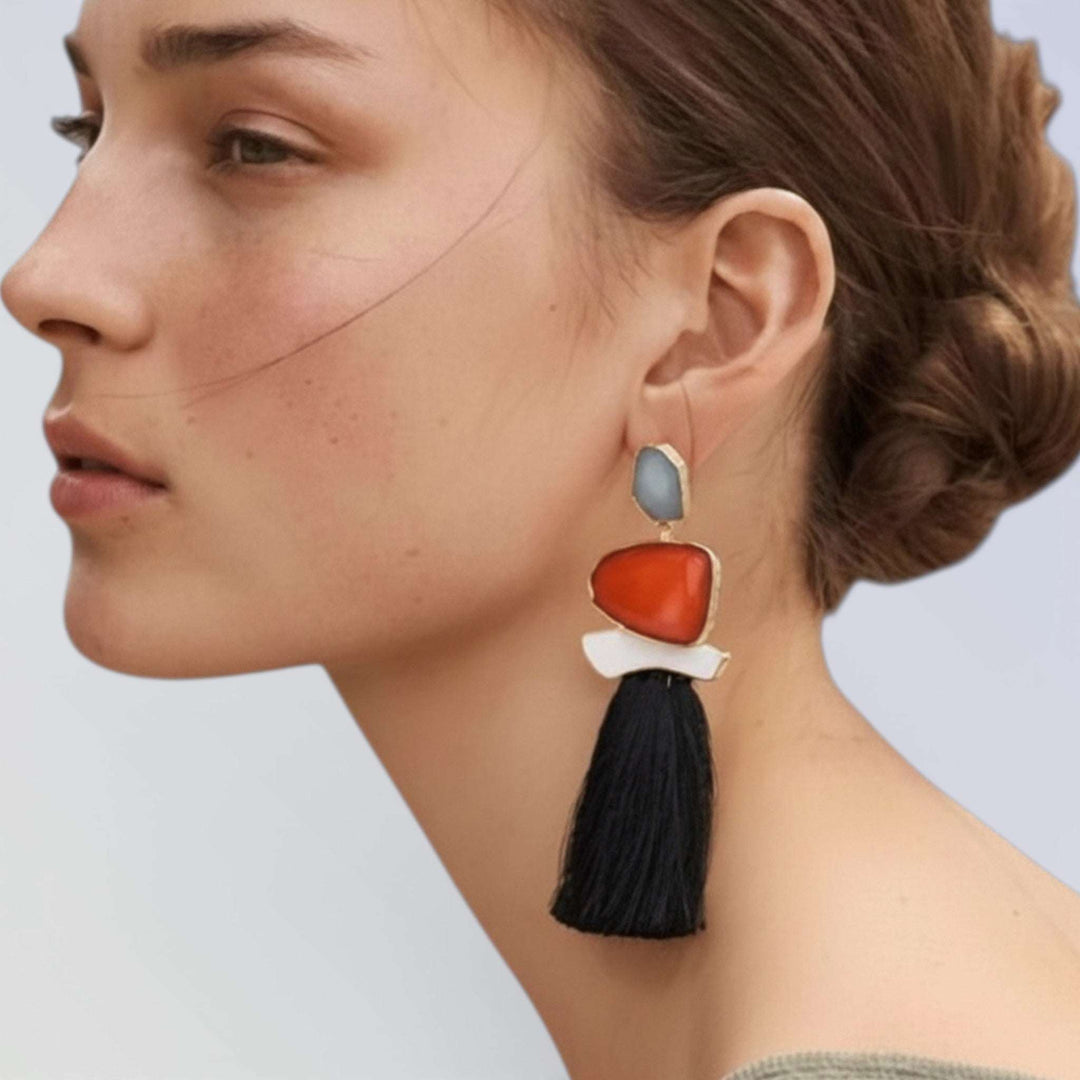 FRILL — BRINCOS TASSEL CRISTAL COLORIDO