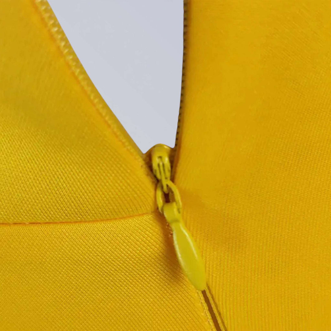 SORRENTO — VESTIDO MIDI DRAPEADO AMARELO