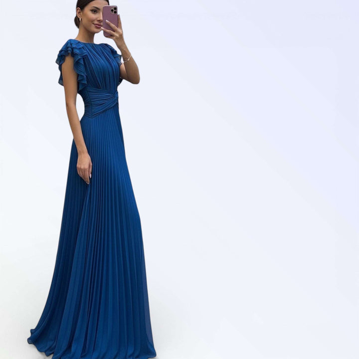 FLARE — VESTIDO LONGO PLISSADO COM MANGAS BABY DOLL