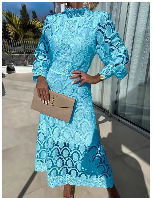 Charlize Romantic Lace Dress with Puff Sleeves (One Piece)