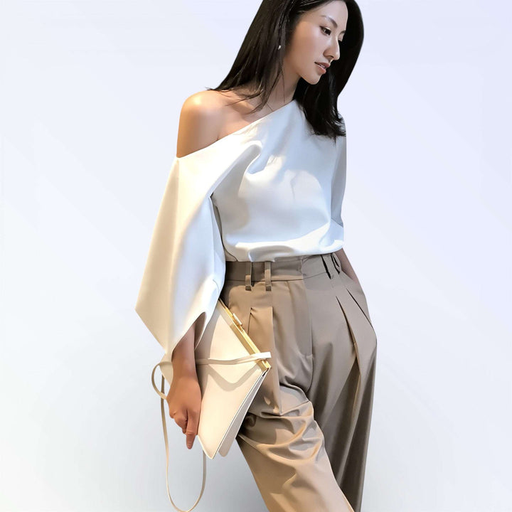 ASA — TOP OMBRO A OMBRÉ BRANCO