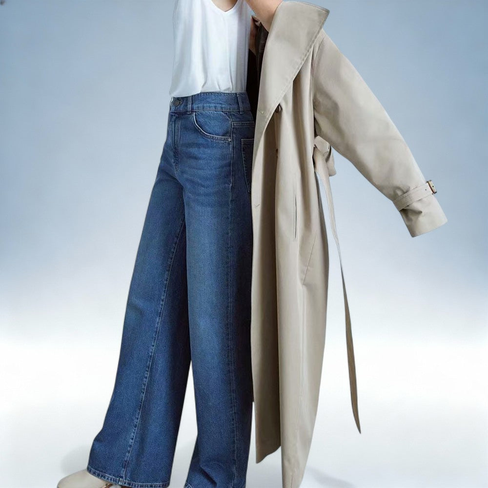 JÚLIA — Casaco Trench Coat Vintage Duplo Peito | Elegância Clássica