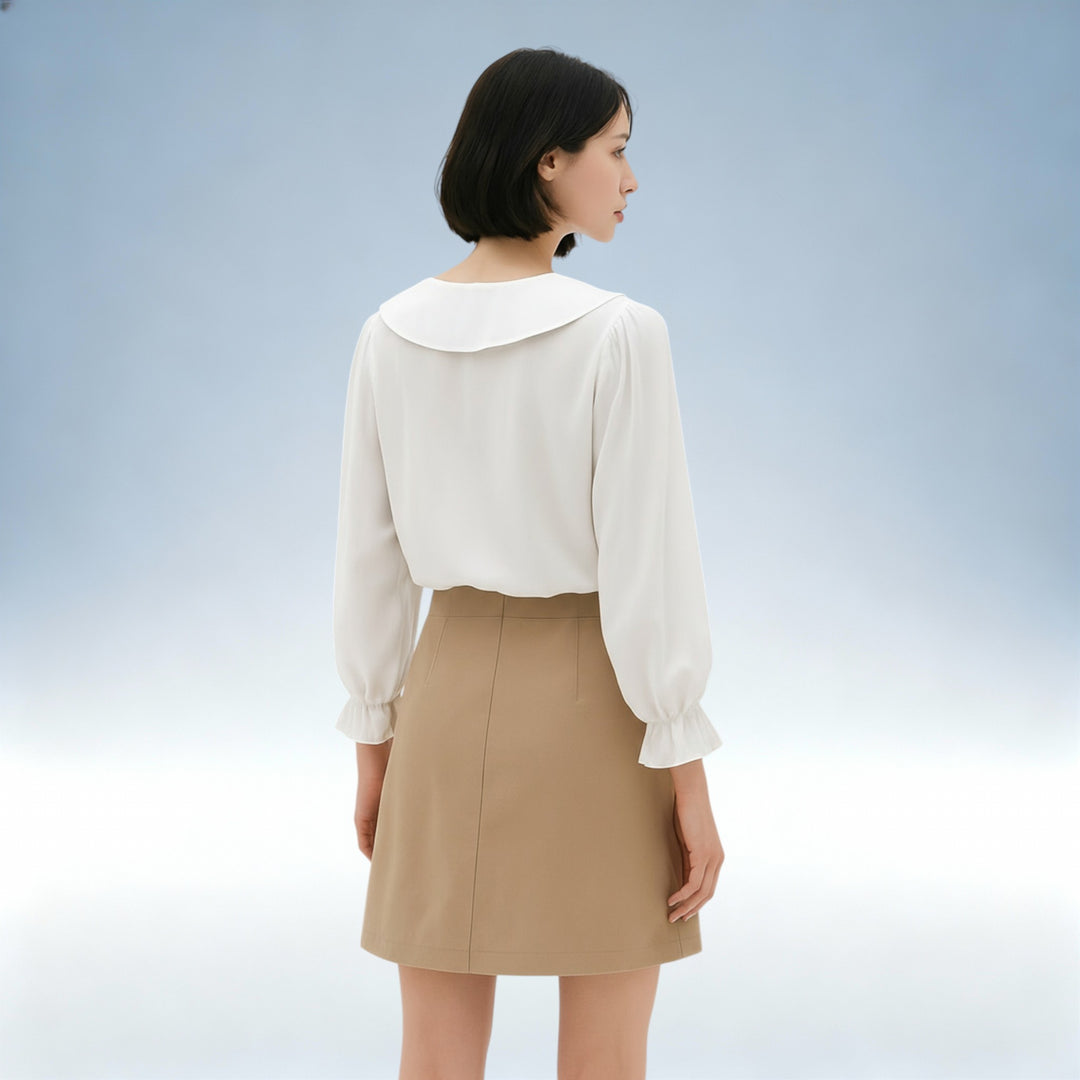 TERESA — Camisa Francesa com Laço na Gola | Elegância Atemporal