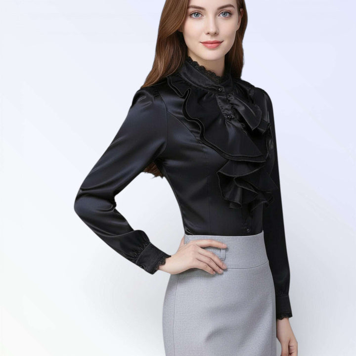 VICTORIA — CAMISA VOLANTS EM CETIM