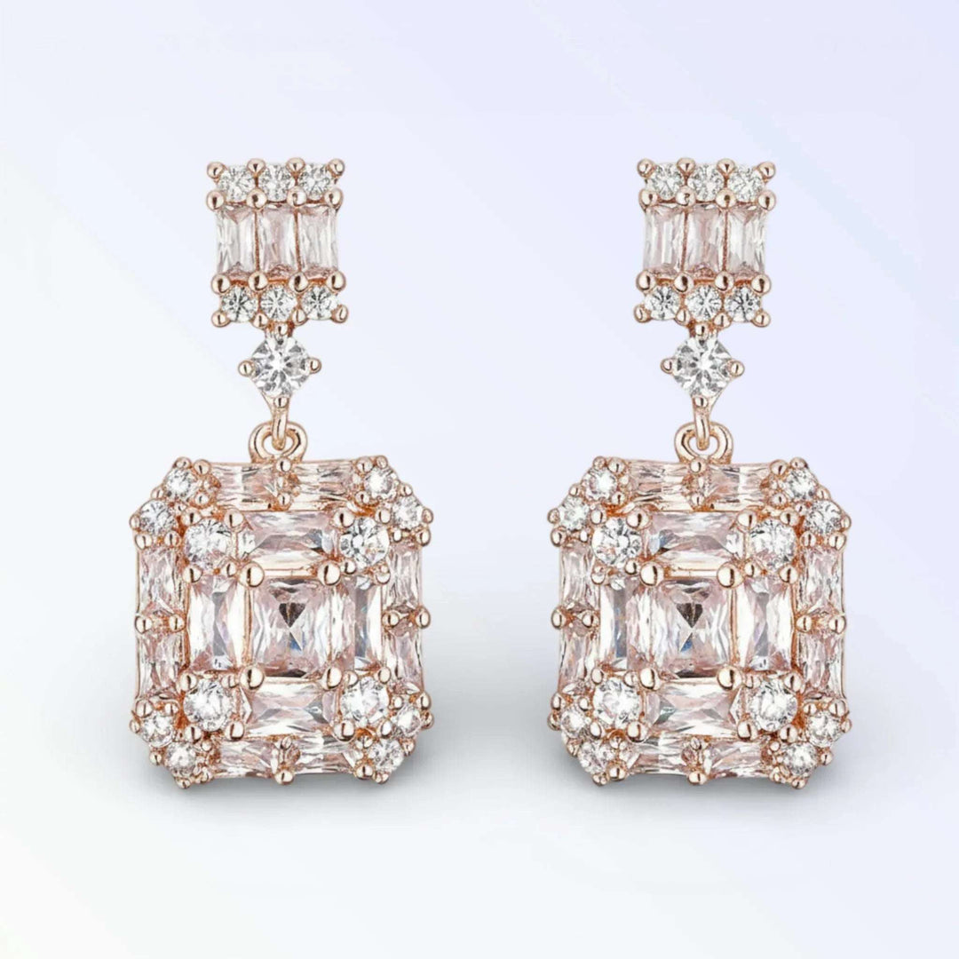 Brincos Ópera Quadrados Cristal – Elegância Dramática para Noites Especiais