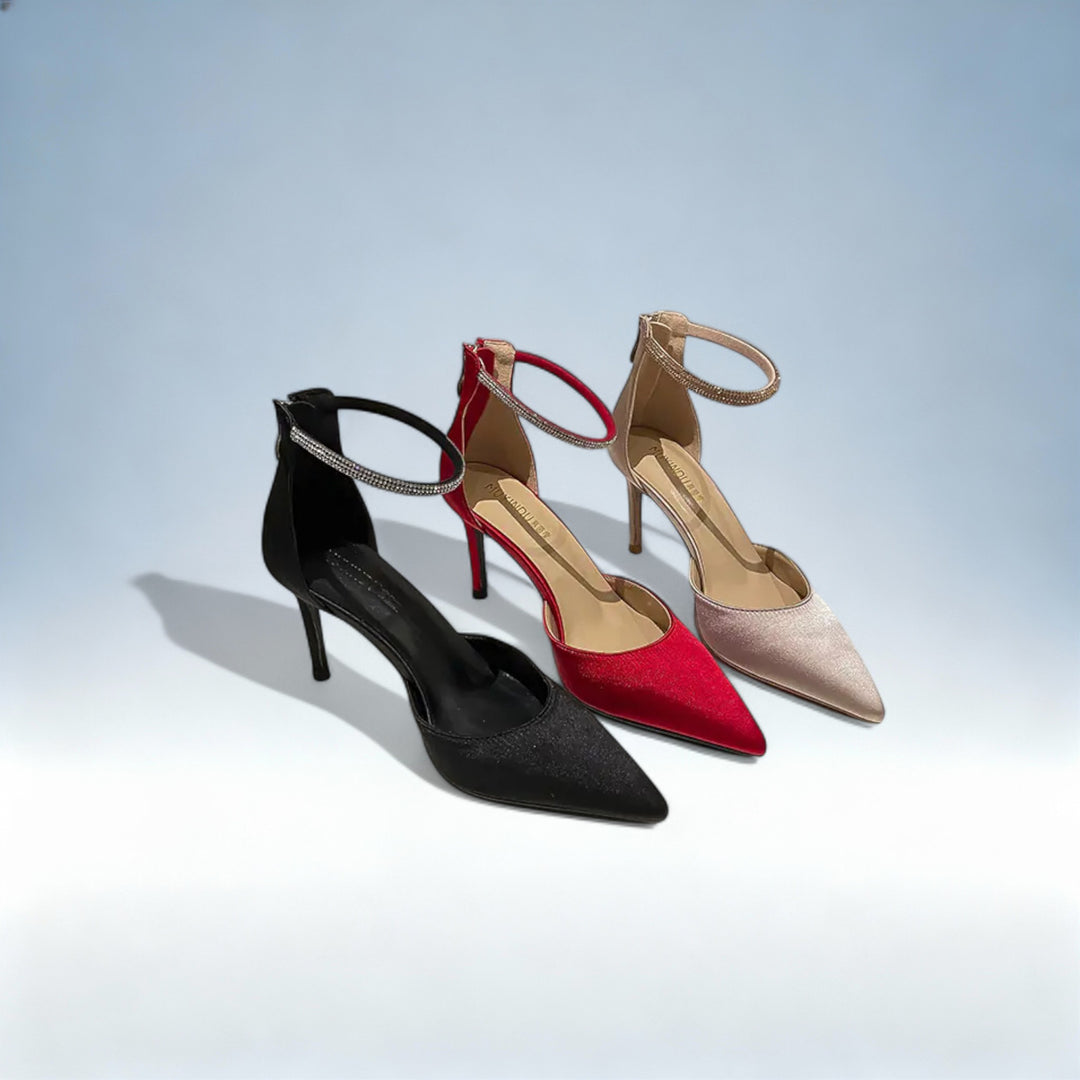 FLORENCE — Sandálias Salto Alto com Strass | Elegância Brilhante