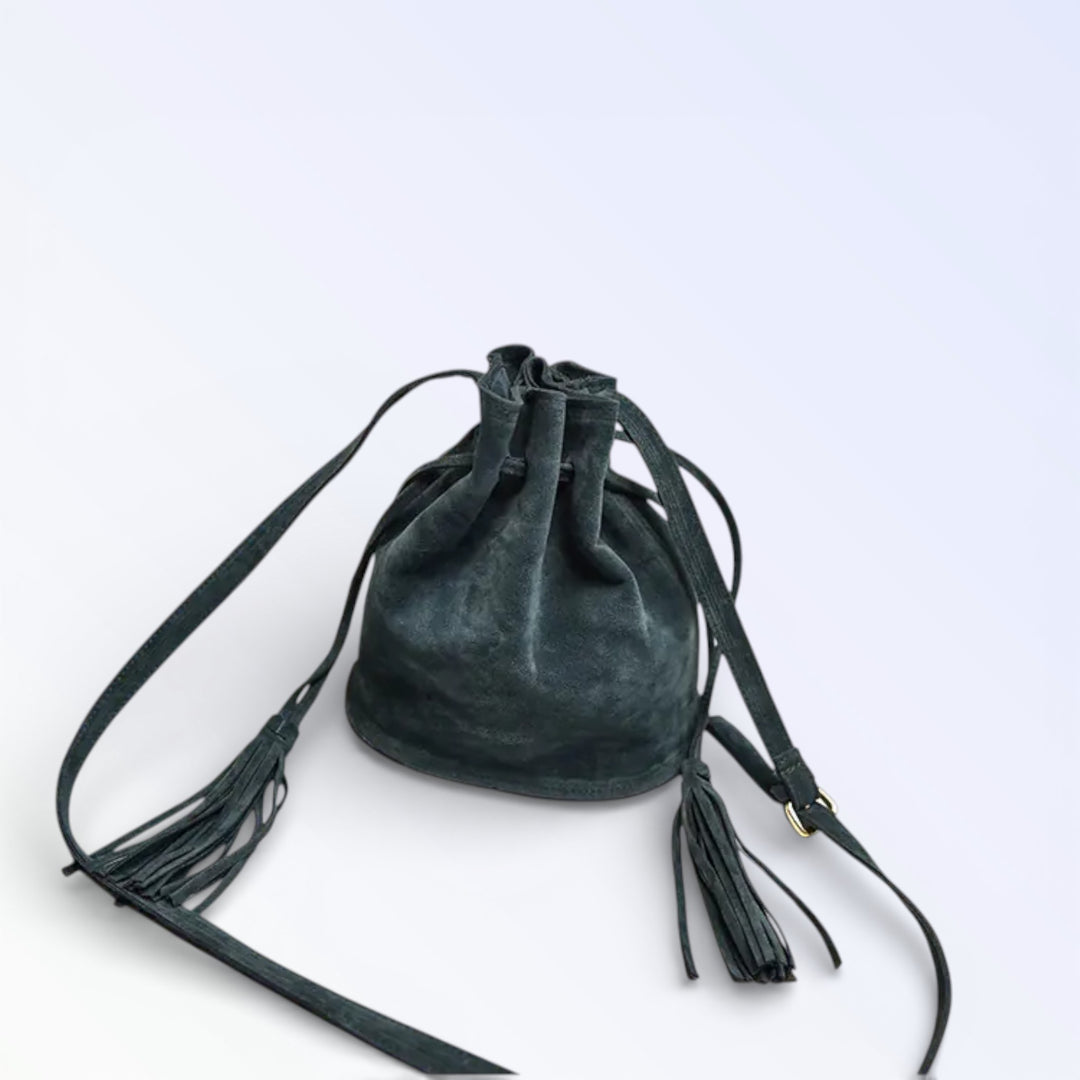 FRINGE — BOLSA DRAWSTRING SUÉDE FRANJA