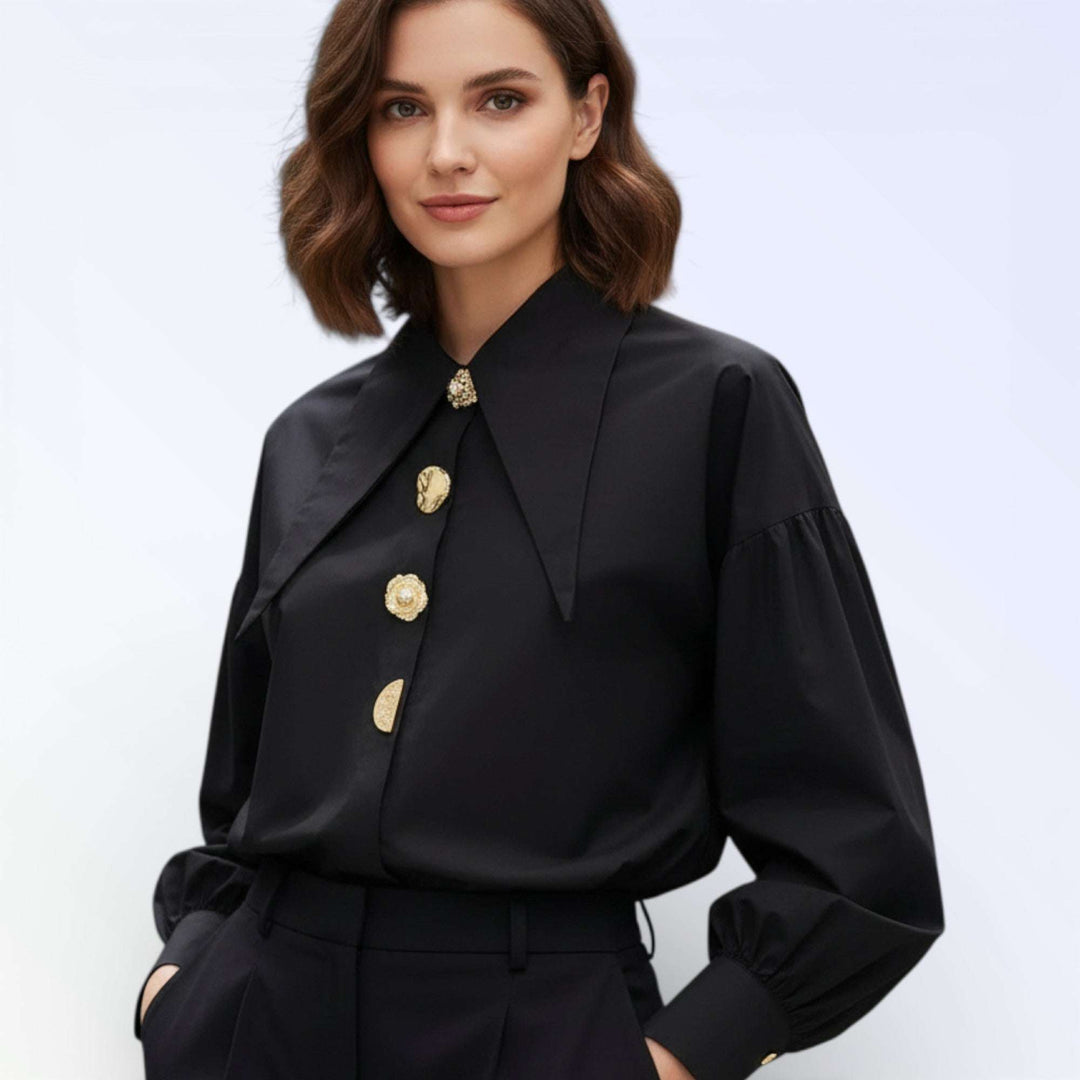 DUNA — CAMISA OVERSIZED GOLA ALTA BOTÕES OURO