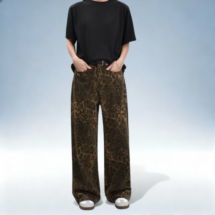 ZARA — Jeans Vintage Estampa Leopardo em Algodão Premium | Estilo Ousado