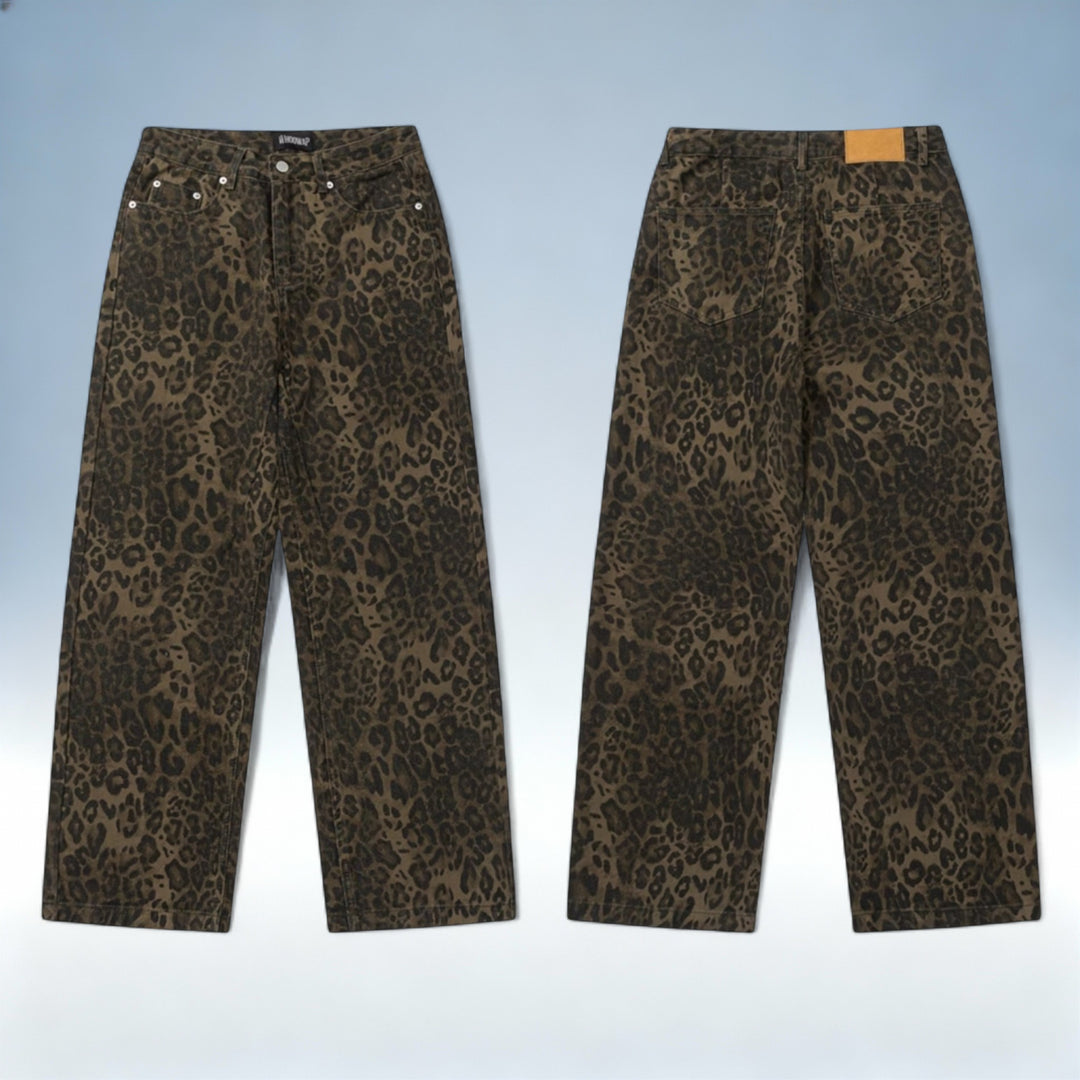 ZARA — Jeans Vintage Estampa Leopardo em Algodão Premium | Estilo Ousado