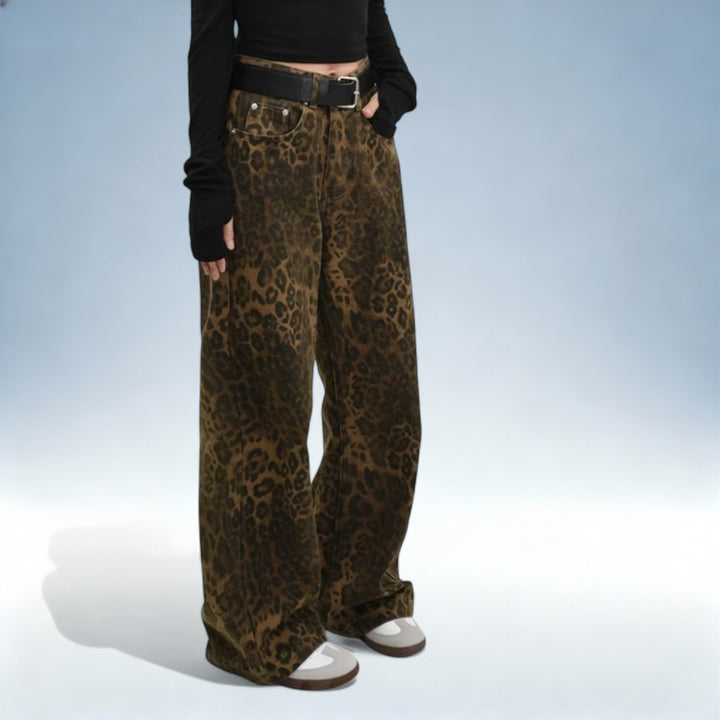 ZARA — Jeans Vintage Estampa Leopardo em Algodão Premium | Estilo Ousado