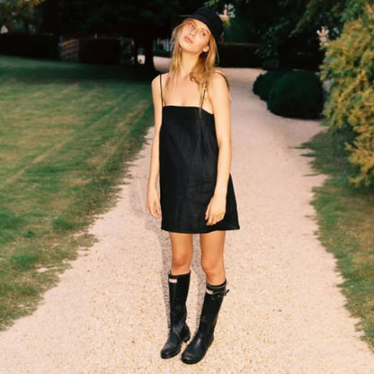 LIS | Vestido Mini Minimalista en Mezcla Noble de Lino y Algodón