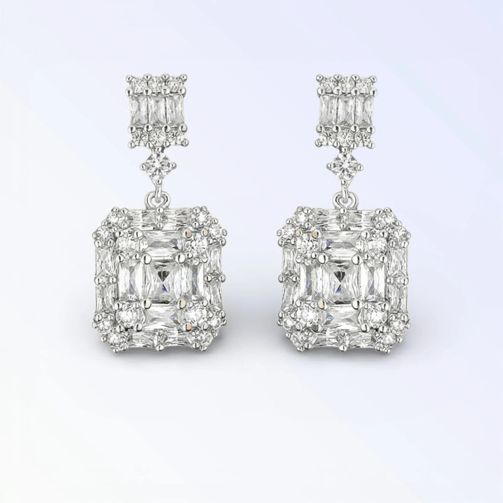 Brincos Ópera Quadrados Cristal – Elegância Dramática para Noites Especiais - KUKA Brand