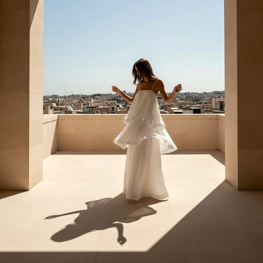 ALTEZA | Vestido Maxi de Satén Lujoso con Drapeado en Capas