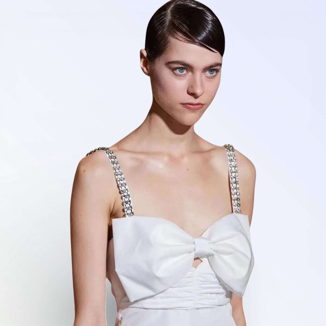 BOW — VESTIDO MINI LAÇO ALÇAS CRISTAL