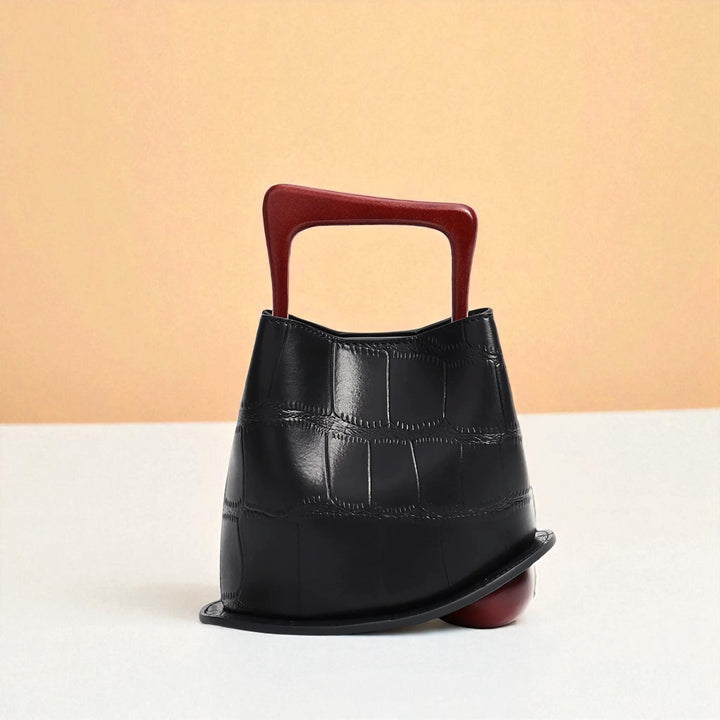 Bolso tipo cubo de piel de vacuno para mujer