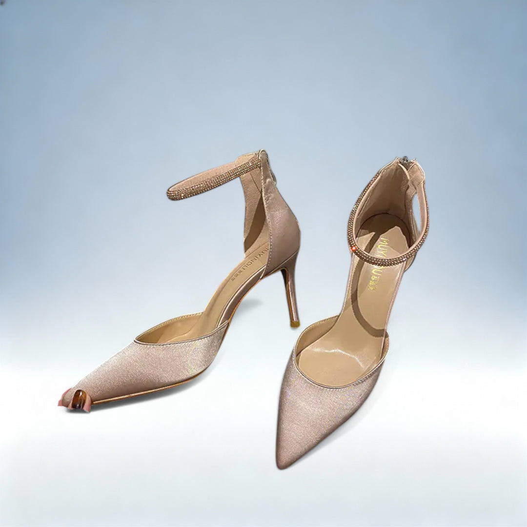 FLORENCE — Sandálias Salto Alto com Strass | Elegância Brilhante