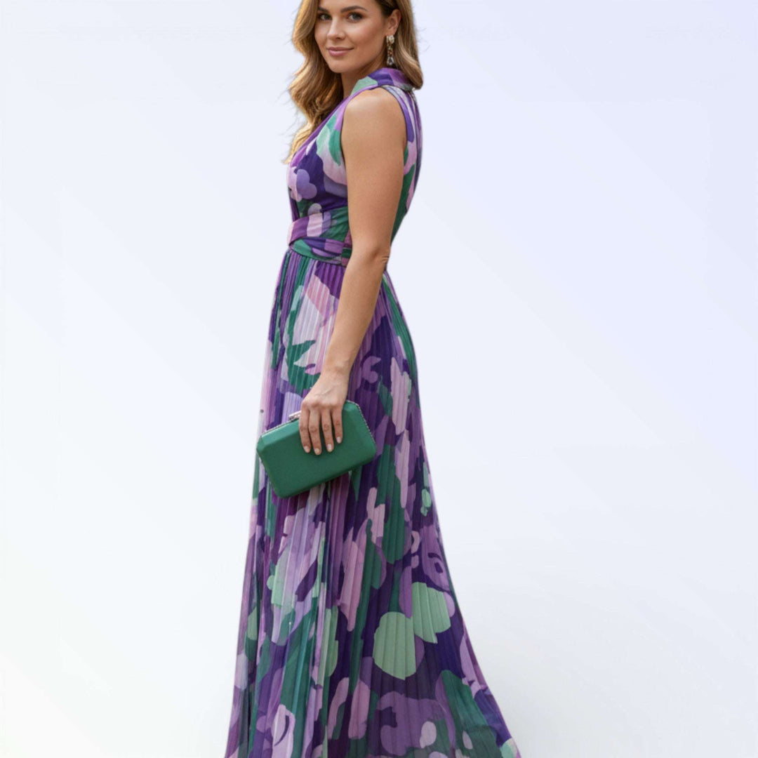 FLORA — VESTIDO LONGO PLISSADO FLORAL