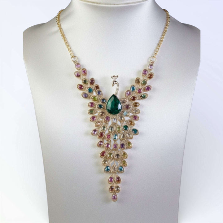 PAVÃO — COLAR PAVÃO MULTICOLOR OURO ROSA