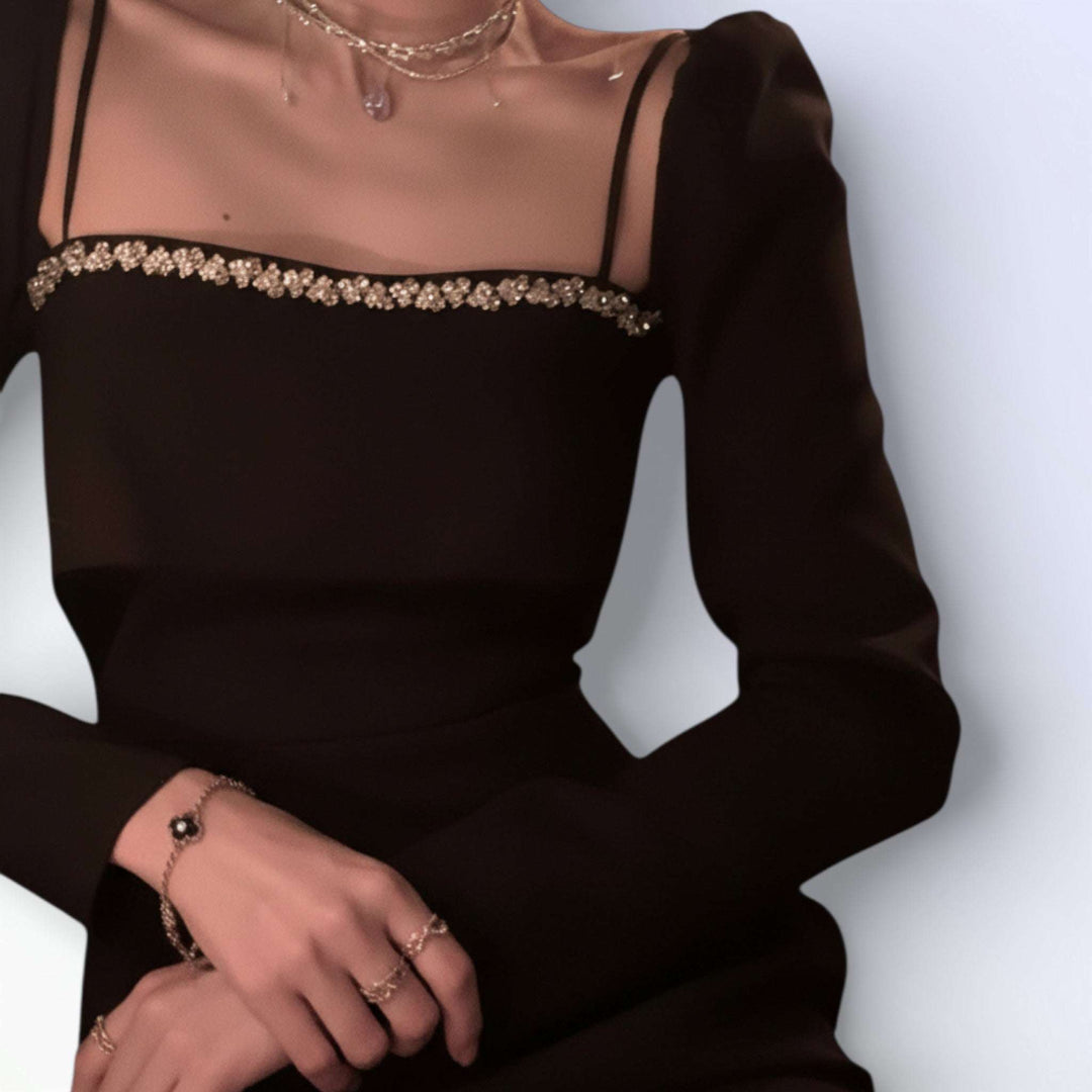 PEARL — VESTIDO MIDI OFF-SHOULDER PEROLAS