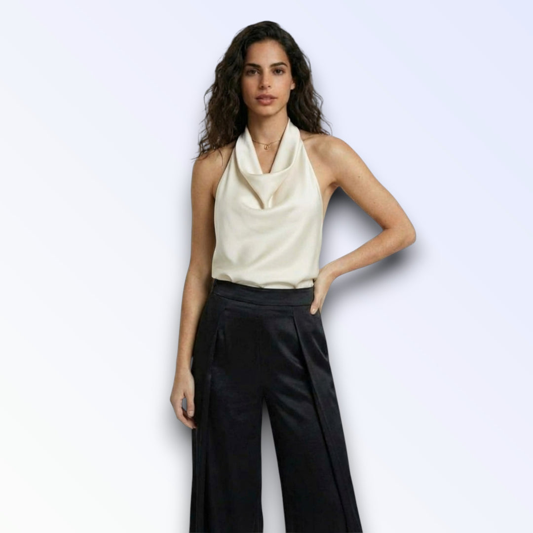 SIENA — TOP HALTER SEDA BEGE