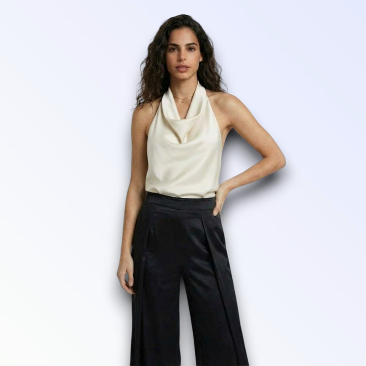 SIENA — TOP HALTER SEDA BEGE