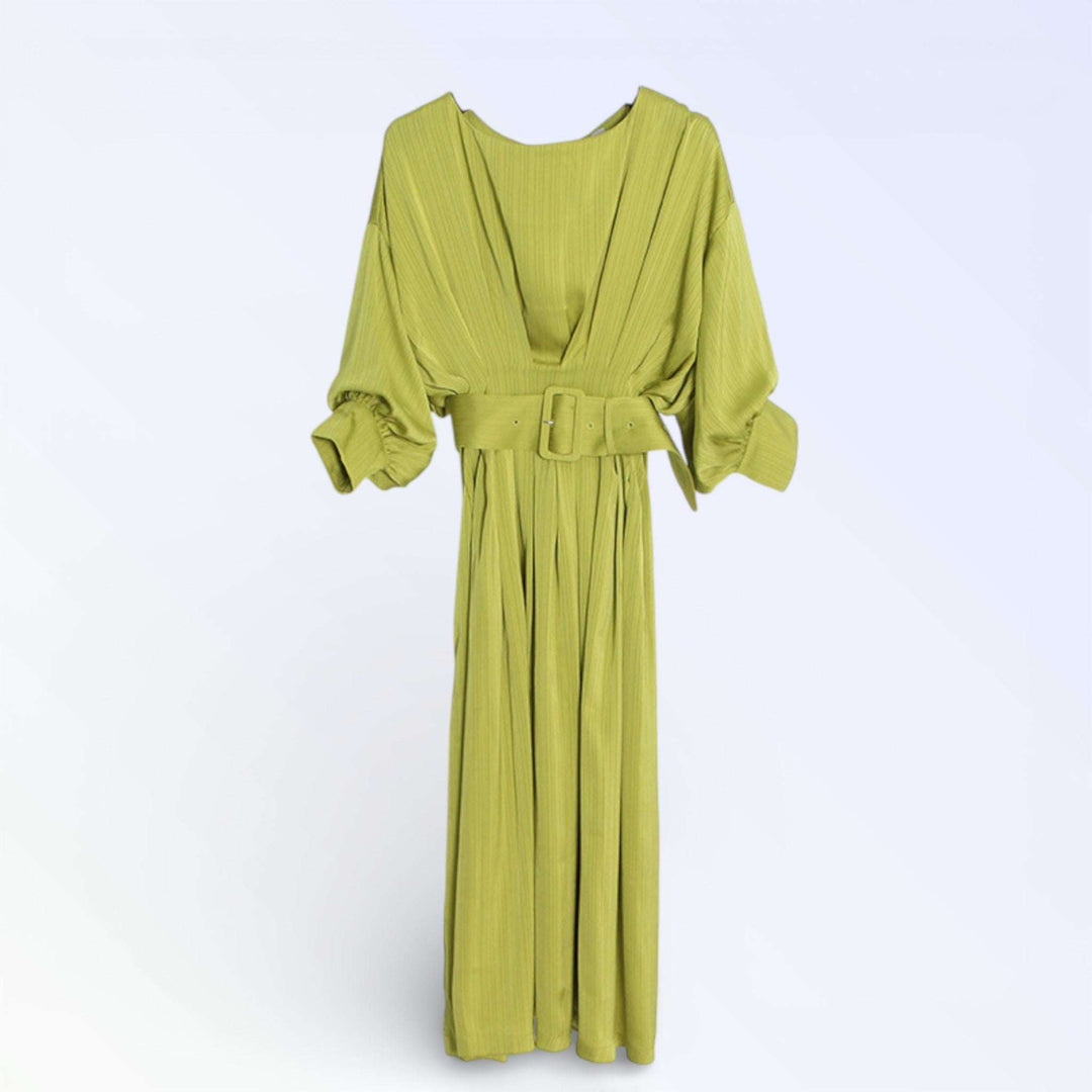 BELT — VESTIDO MIDI PLISSADO COM CINTO