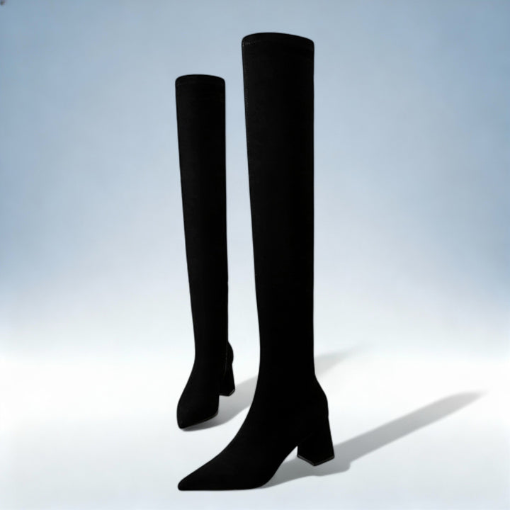 LORENA — Botas Altas Camurça Premium Salto Elegante | Luxo Over-Knee