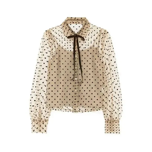 ARIANA — Camisa Clássica com Padrão de Bolas | Elegância Atemporal