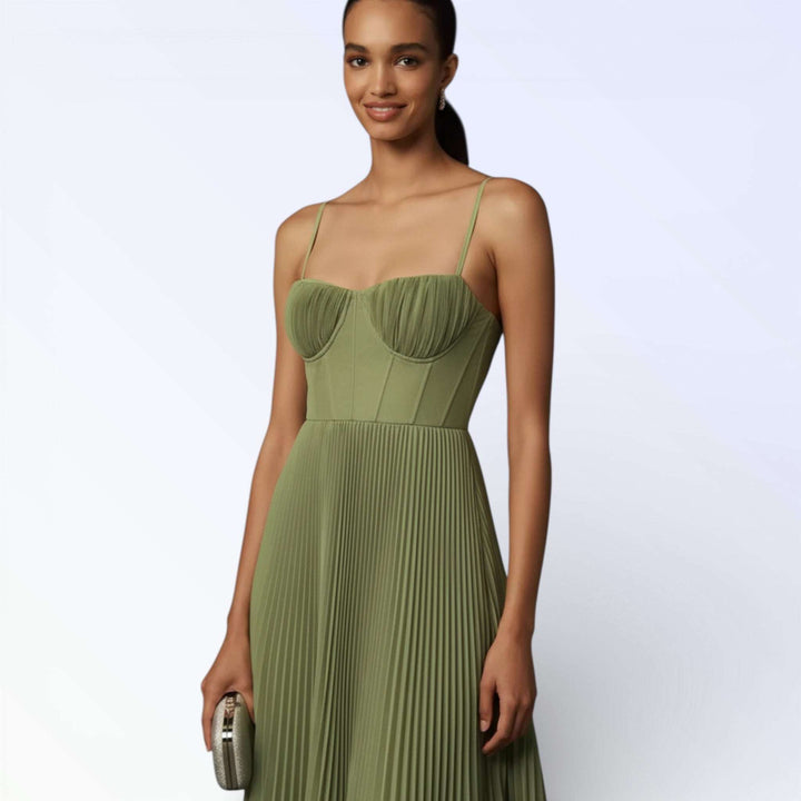 PLISSÉ — VESTIDO ALÇAS PLISSADO LONGO